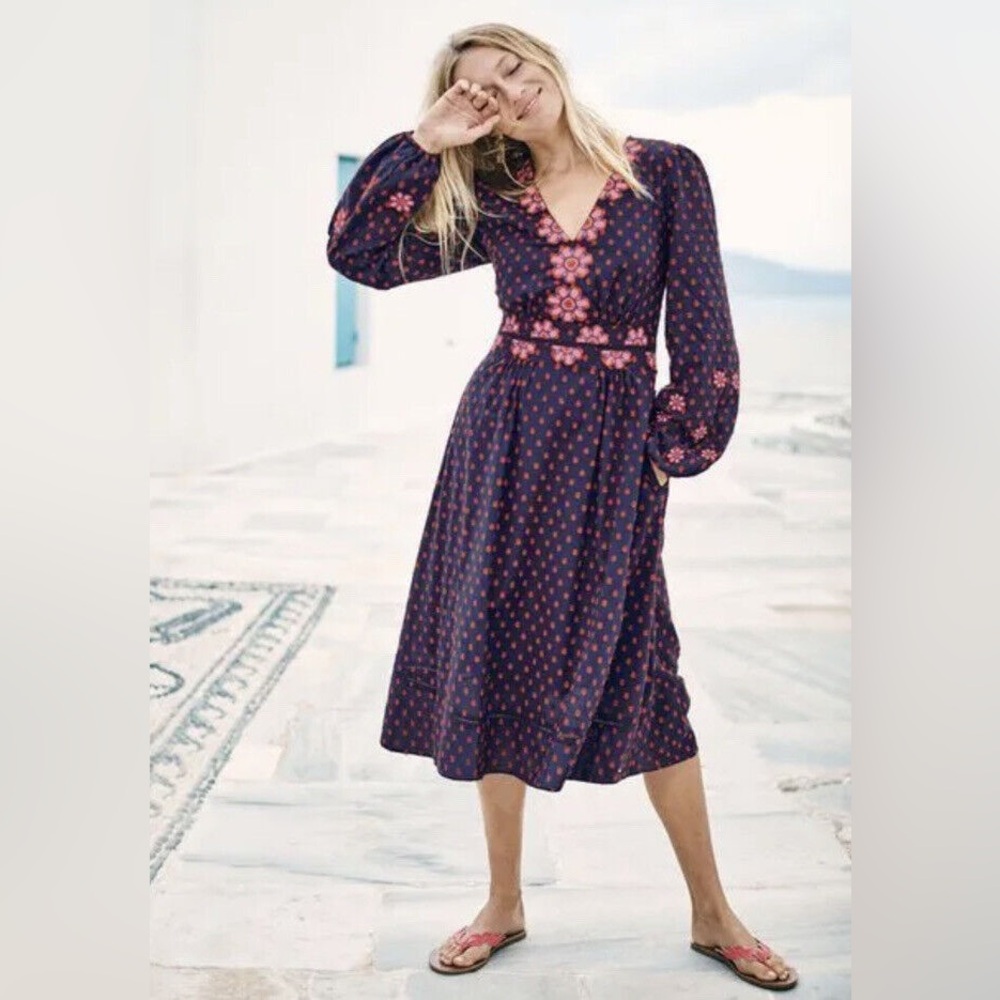 Boden Flossie midi embroidered dress UK 22L US size 18L